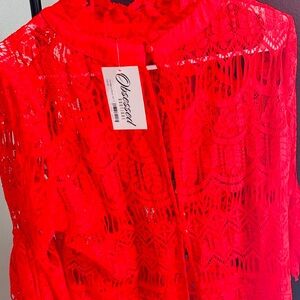 Red Lace Blouse